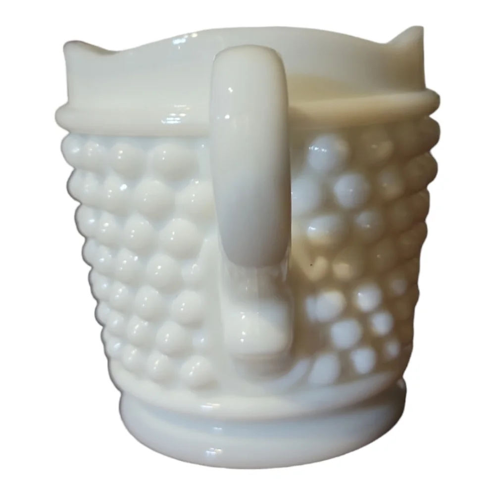 Vtg 50's Westmoreland Milk Glass 2 Handled Hobnail Sugar Bowl